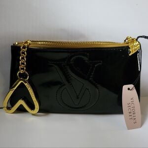 Victoria's Secret,black,gold heart clip and wing charm change purs.